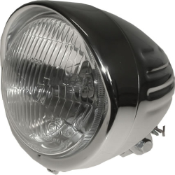 Headlight Round Chrome Bottom Mount Grooved Bates 6.5"