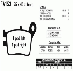 EBC BRAKE PAD SET ORGANIC FA153